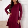 rochie-scurta-bordo-cu-volan-si-maneci-lungi