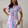 rochie-scurta-cu-imprimeu-abstract-in-nuante-roz-si-albastru