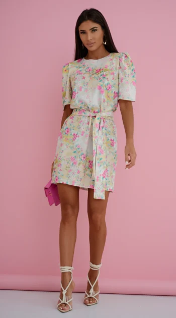 rochie-scurta-cu-imprimeu-floral-delicat-si-cordon-in-talie