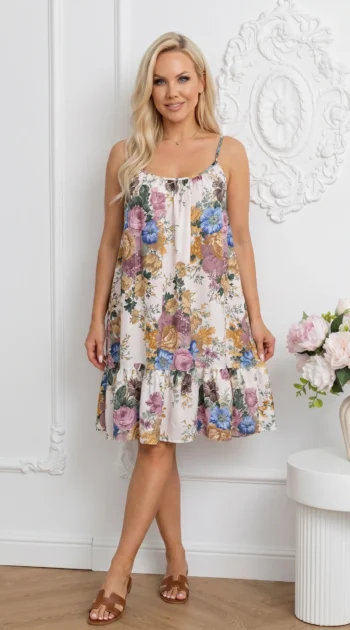 rochie-scurta-cu-imprimeu-floral-multicolor-si-volan-la-baza
