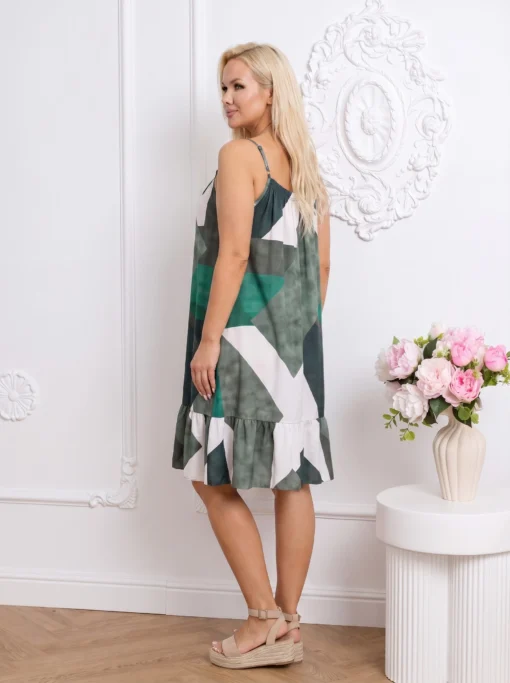 rochie-scurta-cu-imprimeu-geometric-in-nuante-de-verde