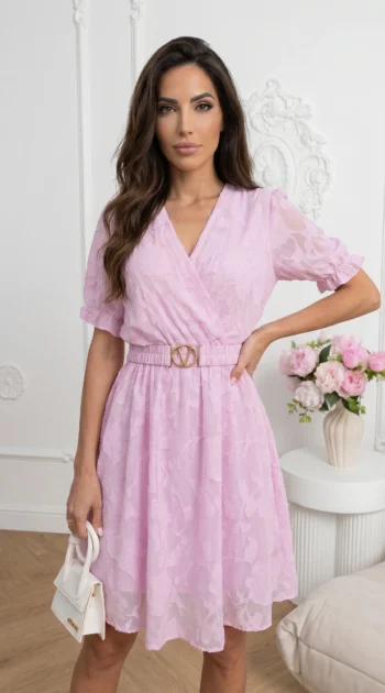 rochie-scurta-cu-textura-reliefata-si-curea