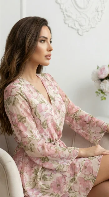 rochie-scurta-cu-volane-si-imprimeu-floral-roz