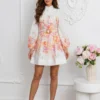rochie-scurta-eleganta-din-bumbac-cu-imprimeu-floral-si-curea
