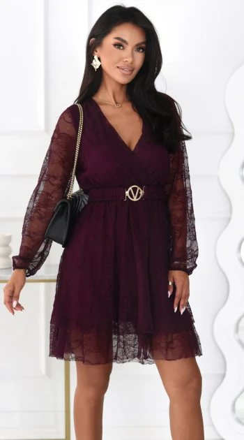 rochie-scurta-eleganta-din-dantela-burgundy-cu-maneci-lungi