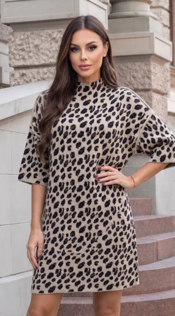 rochie-scurta-eleganta-din-tricot-fin-cu-imprimeu-leopard