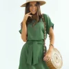 rochie-scurta-kaki-cu-cordon-in-talie-si-maneci-lejere