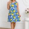 rochie-scurta-lejera-fara-maneci-cu-imprimeu-lamai