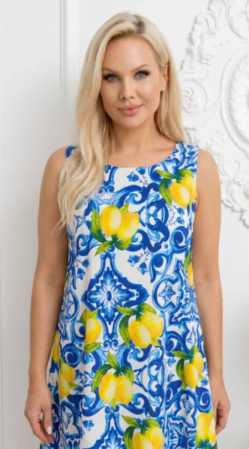 rochie-scurta-lejera-fara-maneci-cu-imprimeu-lamai