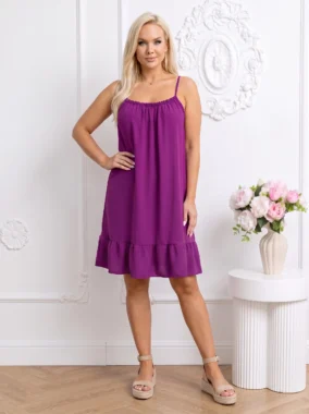 Rochie scurta mov cu volan la baza
