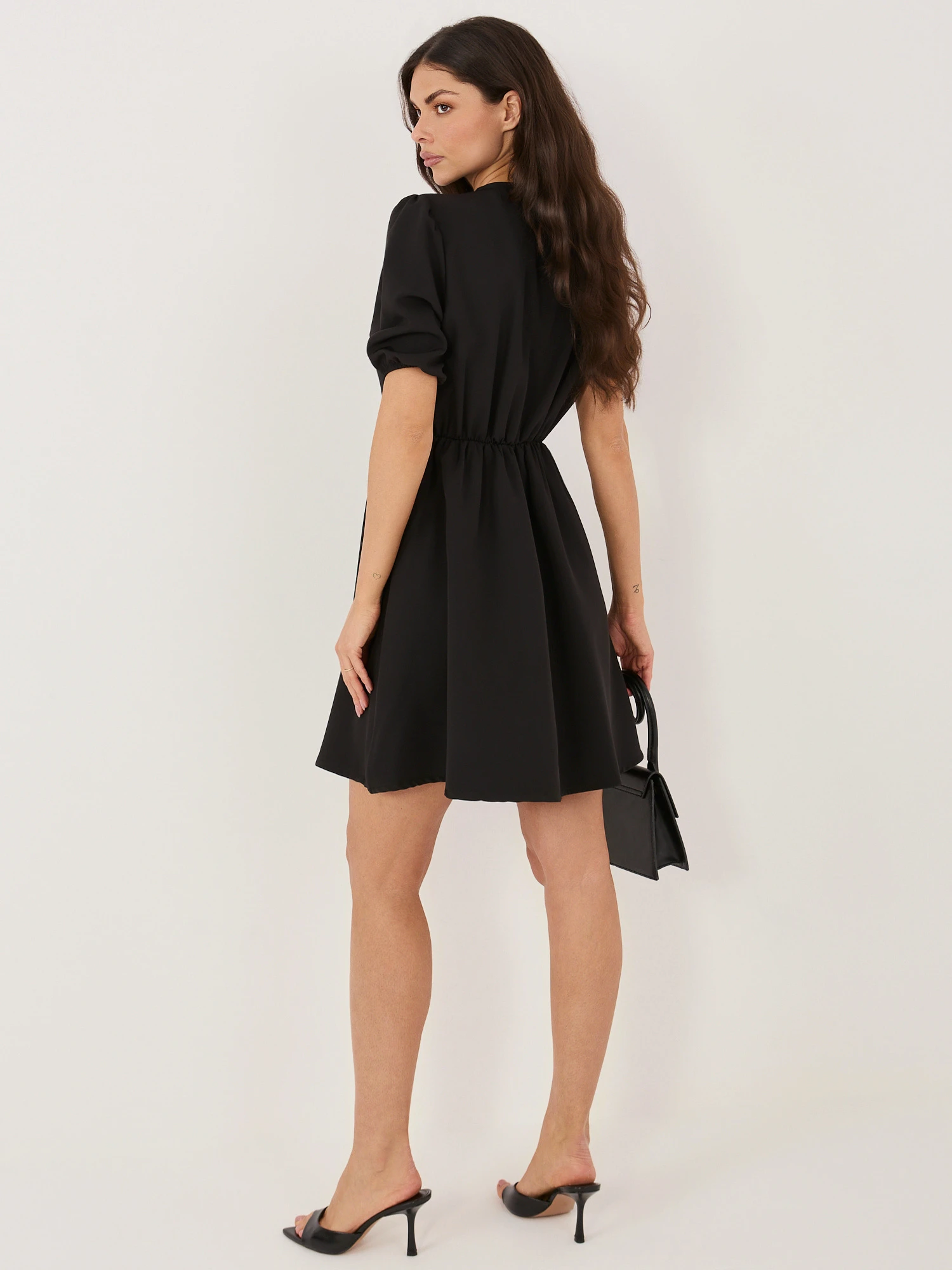 Rochie scurta neagra cu guler co... - imagine 5