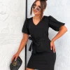 rochie-scurta-neagra-cu-maneci-bufante-si-cordon-in-talie