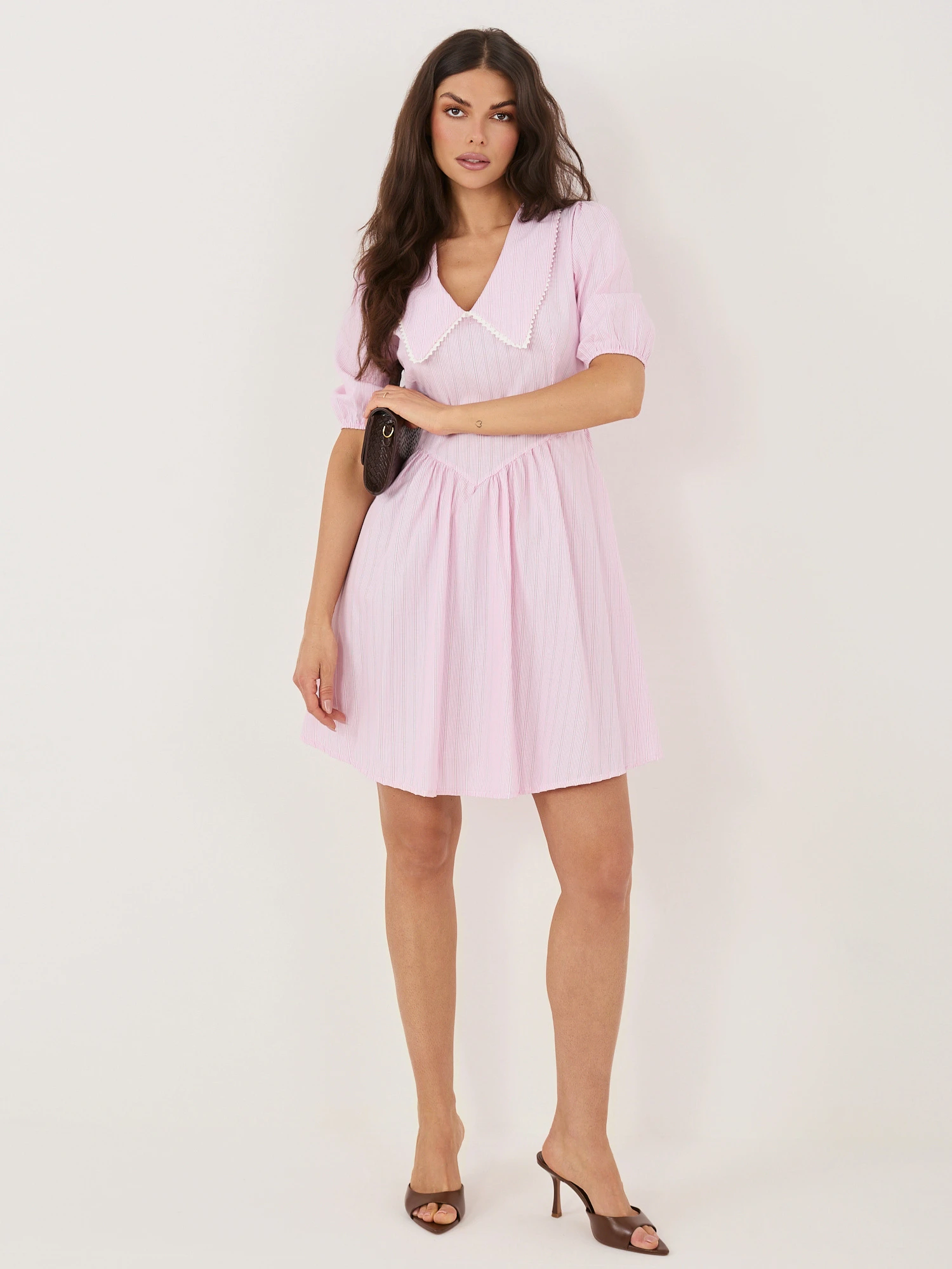 Rochie scurta roz cu dungi si gu... - imagine 2
