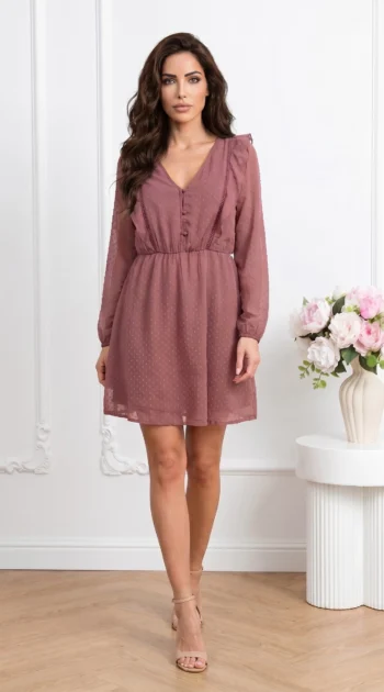 rochie-scurta-roz-prafuit-cu-volanase-si-croi-romantic