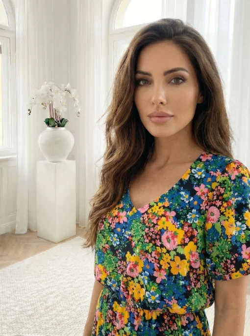 rochie-scurta-vaporoasa-cu-imprimeu-floral-multicolor