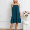 rochie-scurta-verde-cu-volan-la-baza