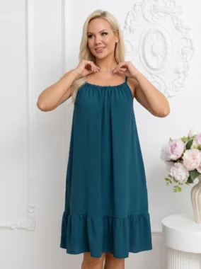Rochie scurta verde cu volan la baza