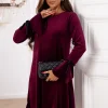 rochie-scurta-visinie-din-catifea-cu-maneci-evazate-si-fundite-decorative