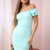 rochie-texturata-cu-croi-mulat-si-volane-la-umeri-verde-menta