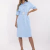 rochie-tip-camasa-albastru-deschis-cu-cordon-elastic-si-nasturi-aurii