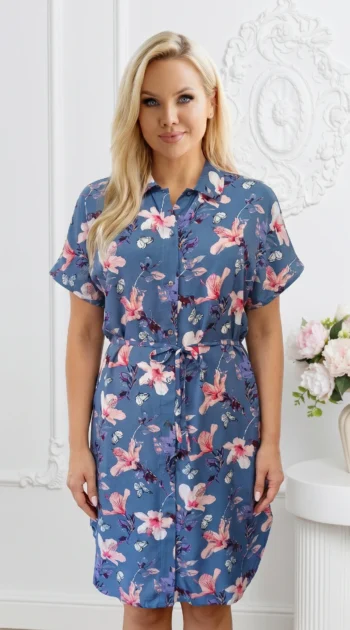 rochie-tip-camasa-cu-imprimeu-floral-si-cordon-in-talie