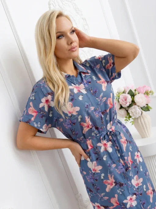 rochie-tip-camasa-cu-imprimeu-floral-si-cordon-in-talie