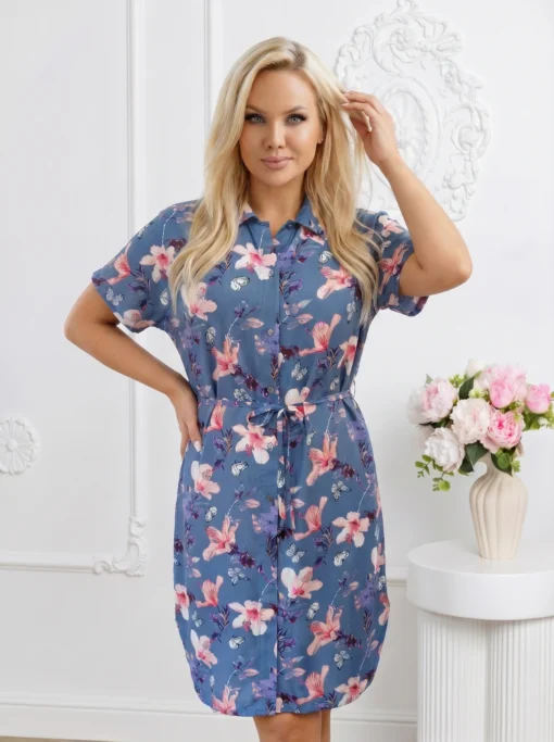 rochie-tip-camasa-cu-imprimeu-floral-si-cordon-in-talie