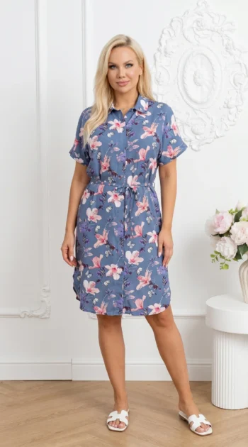 rochie-tip-camasa-cu-imprimeu-floral-si-cordon-in-talie
