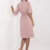 rochie-tip-camasa-roz-pudrat-cu-cordon-elastic-si-nasturi-aurii
