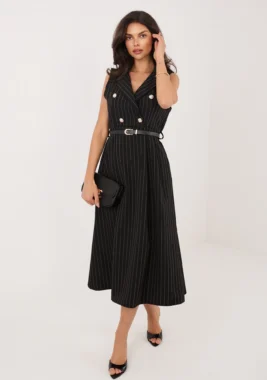 Rochie tip sacou in dungi cu curea