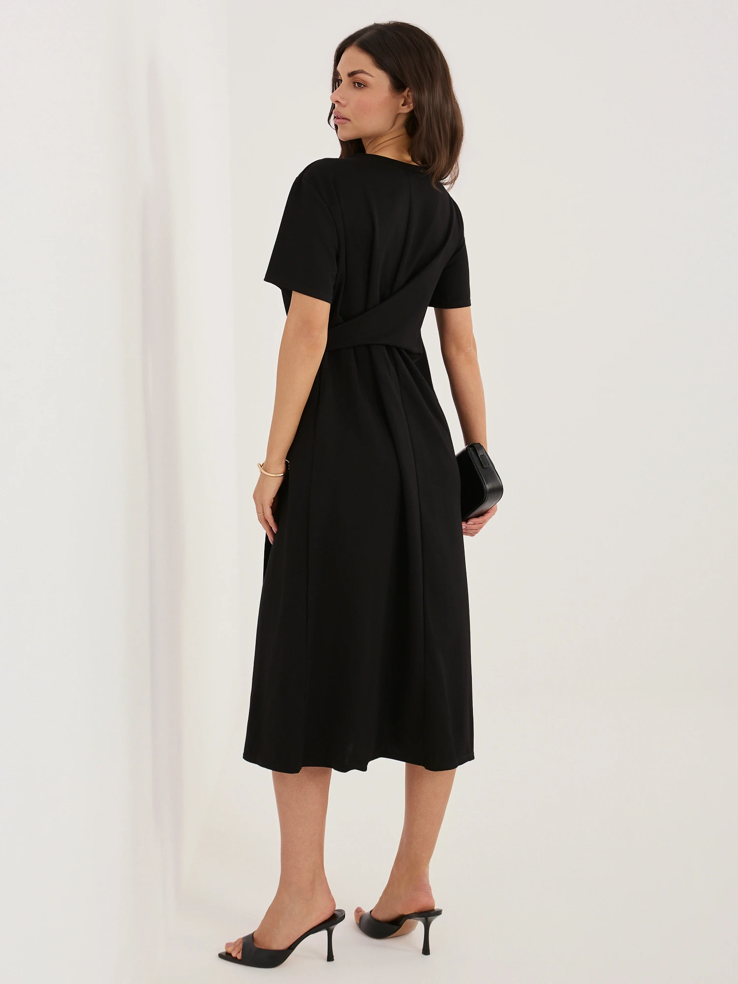 Rochie tip sacou in dungi cu curea - imagine 5