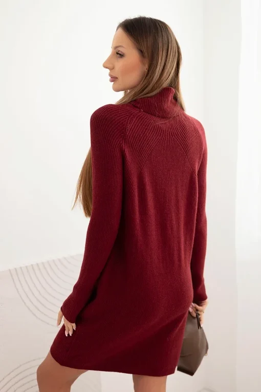 rochie-tricotata-burgundy-cu-guler-inalt