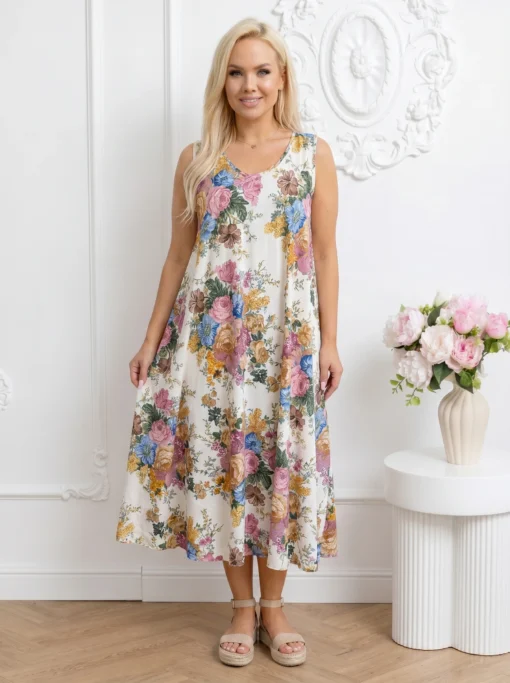 rochie-vaporoasa-cu-imprimeu-floral-bogat-multicolor