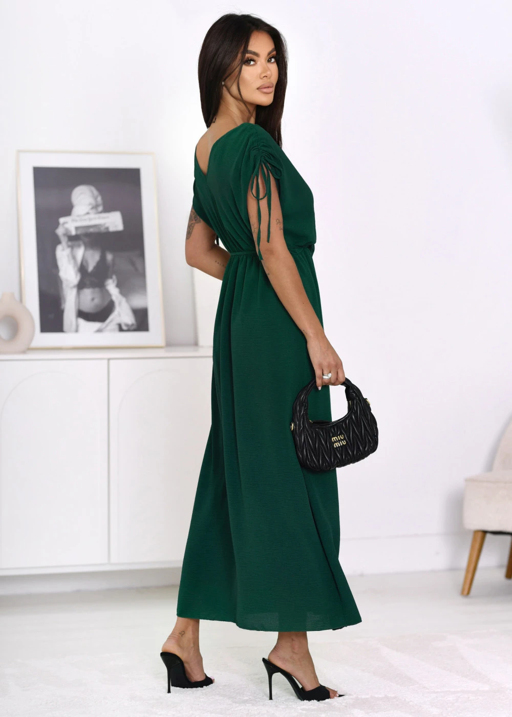Rochie verde eleganta cu cordon ... - 3 | YEO
