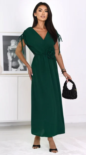 rochie-verde-eleganta-cu-cordon-floral