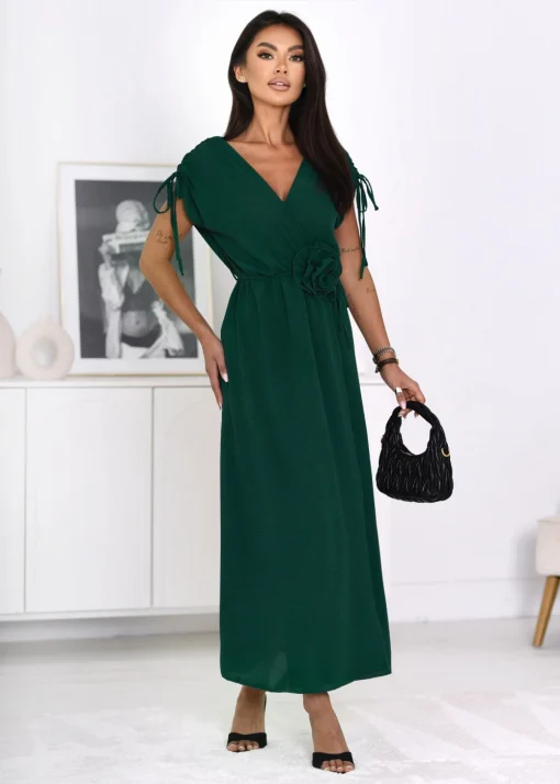 rochie-verde-eleganta-cu-cordon-floral