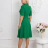rochie-verde-eleganta-cu-nasturi-perla-si-curea-in-talie