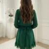 rochie-verde-eleganta-scurta-cu-volane-si-curea-in-talie