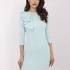 rochie-verde-menta-eleganta-cu-volan-decorativ-si-maneca-trei-sferturi