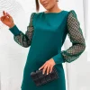 rochie-verde-scurta-cu-maneci-din-tull-brodat