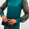 rochie-verde-scurta-cu-maneci-din-tull-brodat