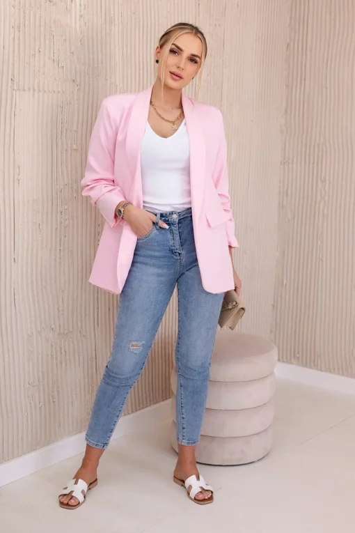 sacou-baby-pink-elegant-cu-maneci-drapate