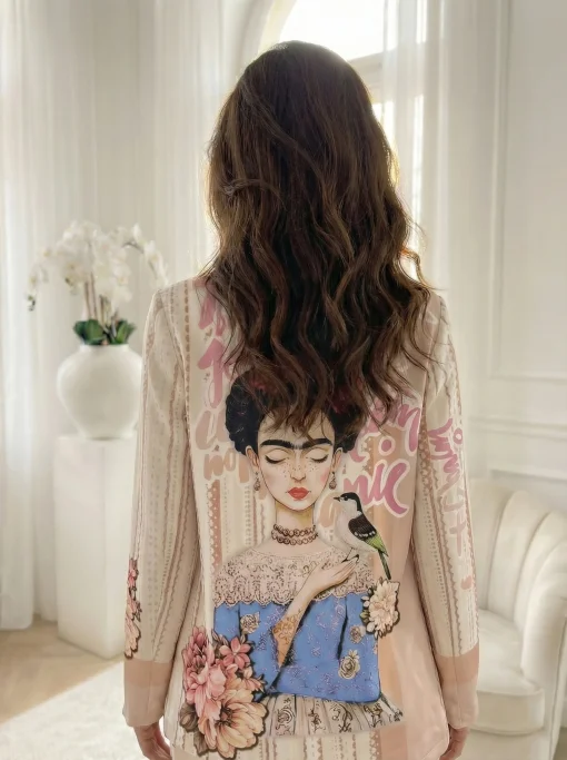 sacou-bej-statement-cu-imprimeu-artistic