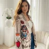 sacou-bej-statement-cu-imprimeu-artistic-teddy
