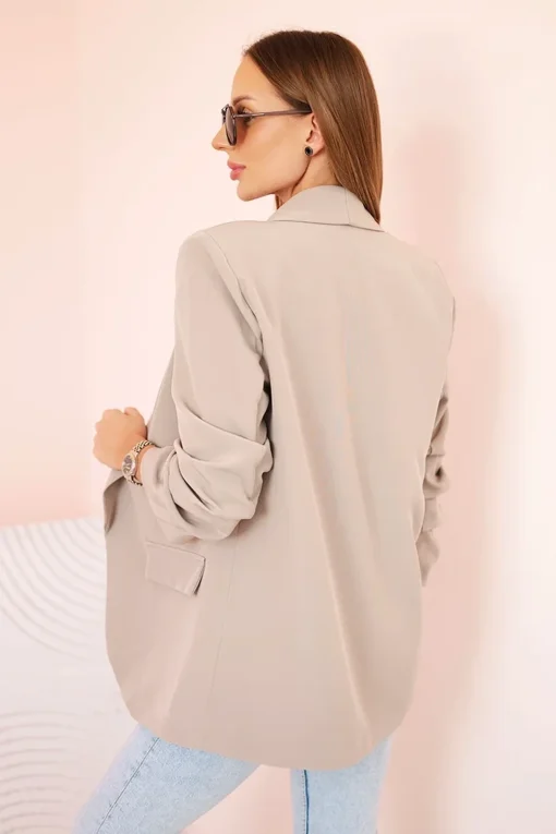 sacou-elegant-bej-cu-maneci-drapate