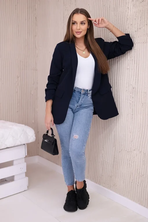 sacou-elegant-bleumarin-cu-maneci-drapate-fancy