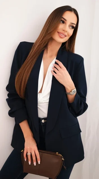 sacou-elegant-bleumarin-cu-maneci-drapate-fancy