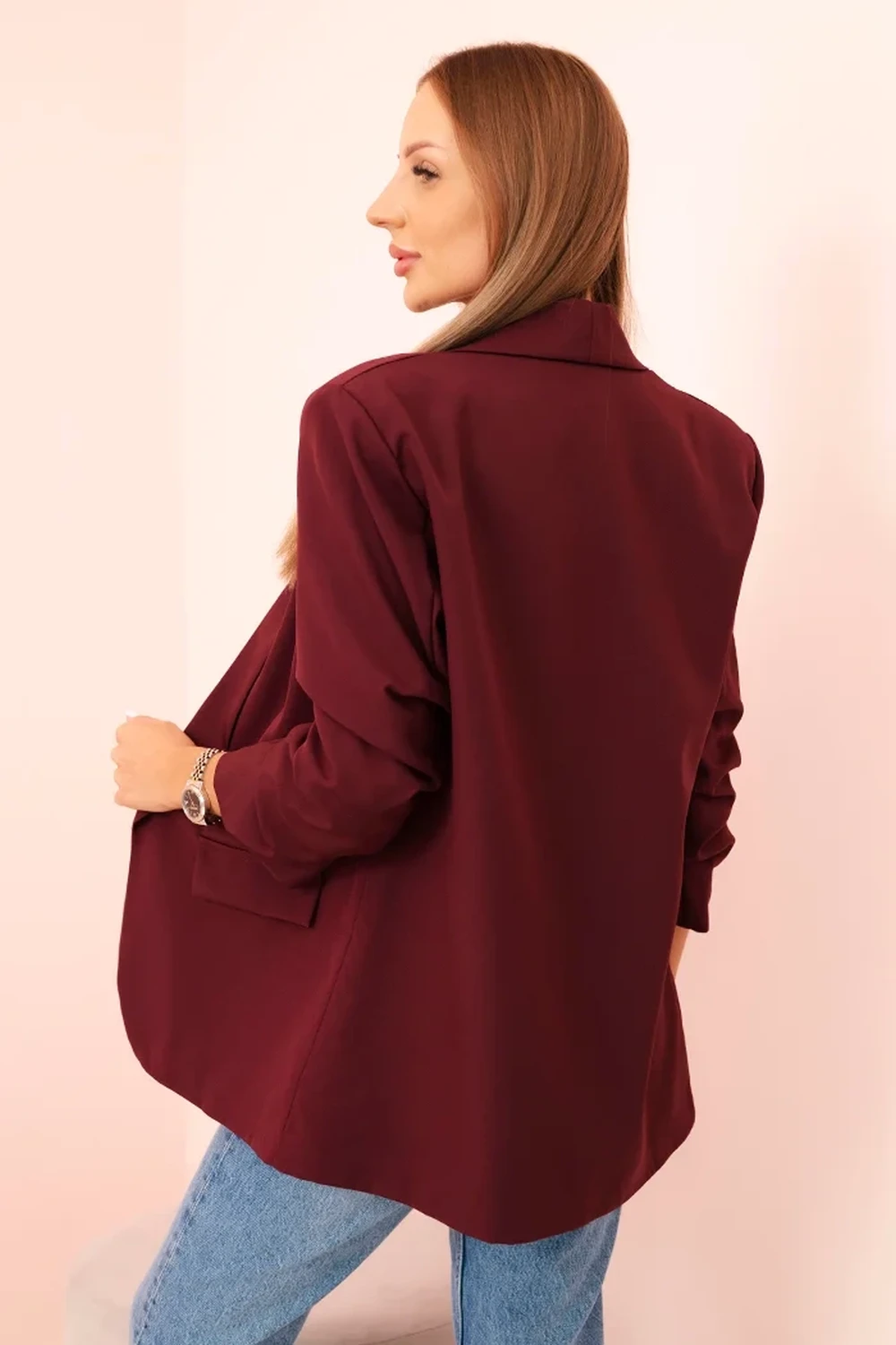 Sacou elegant burgundy cu maneci... - 2 | YEO