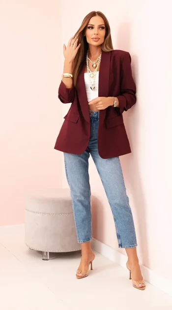 sacou-elegant-burgundy-cu-maneci-drapate-fancy