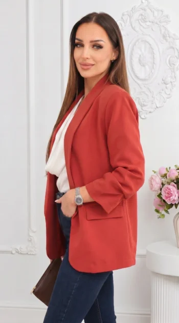 sacou-elegant-corai-cu-maneci-drapate-fancy